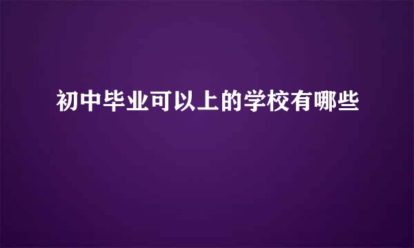 初中毕业可以上的学校有哪些