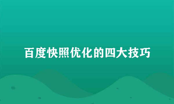 百度快照优化的四大技巧