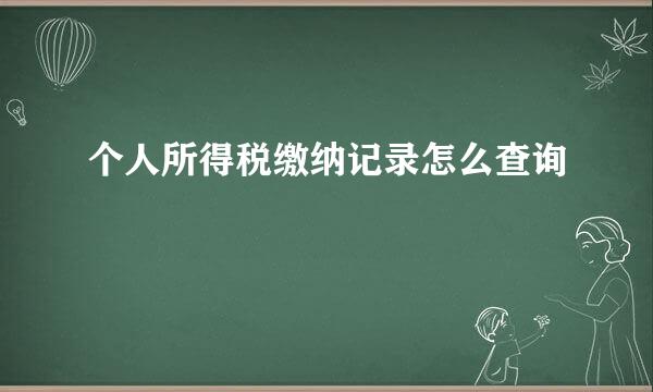 个人所得税缴纳记录怎么查询