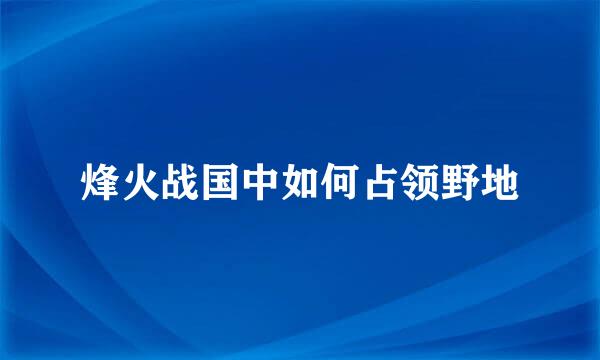 烽火战国中如何占领野地