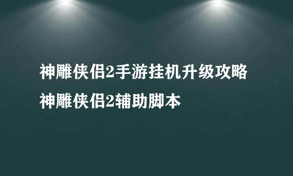 神雕侠侣2手游挂机升级攻略 神雕侠侣2辅助脚本