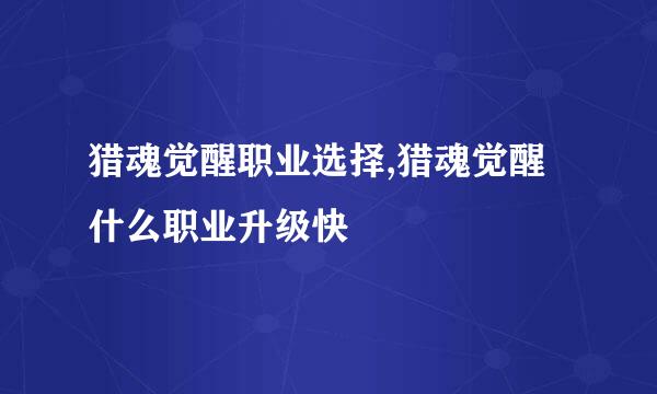 猎魂觉醒职业选择,猎魂觉醒什么职业升级快