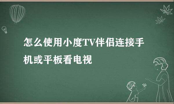 怎么使用小度TV伴侣连接手机或平板看电视