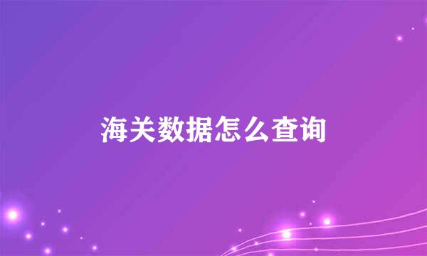 海关数据怎么查询