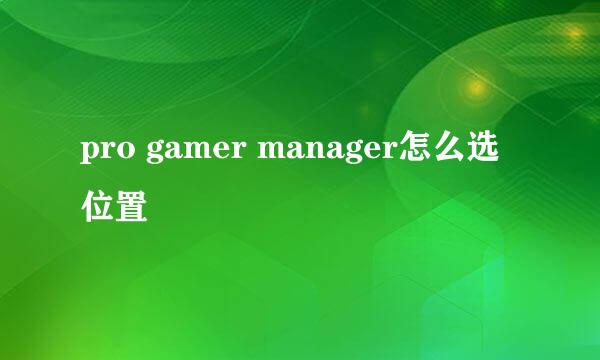 pro gamer manager怎么选位置