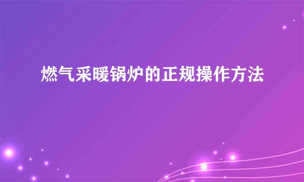 燃气采暖锅炉的正规操作方法