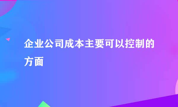 企业公司成本主要可以控制的方面