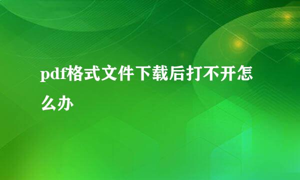 pdf格式文件下载后打不开怎么办