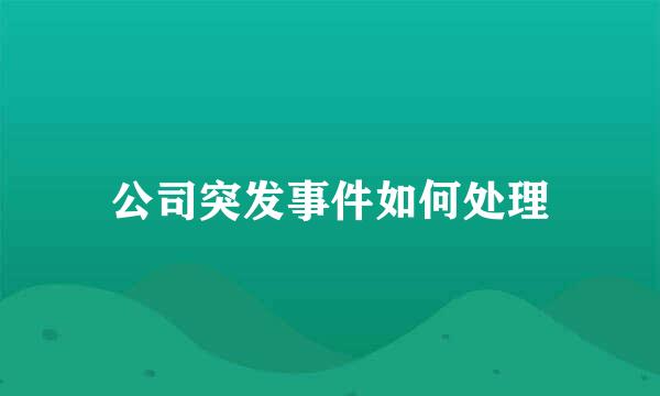 公司突发事件如何处理