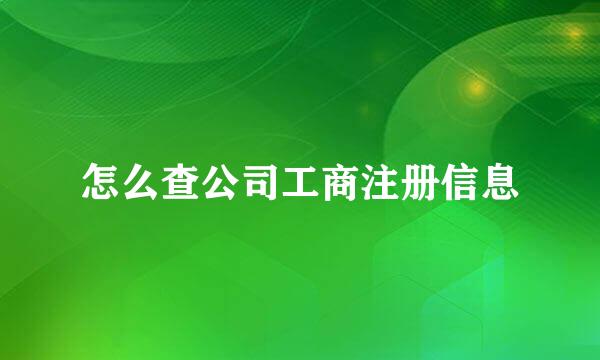 怎么查公司工商注册信息