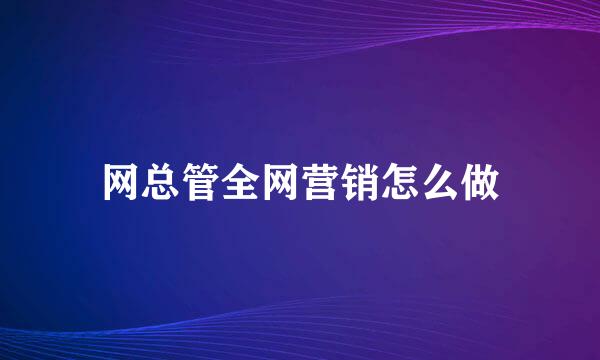 网总管全网营销怎么做