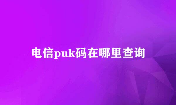 电信puk码在哪里查询