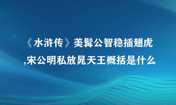 《水浒传》美髯公智稳插翅虎,宋公明私放晁天王概括是什么