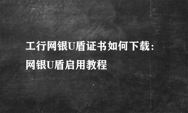 工行网银U盾证书如何下载：网银U盾启用教程