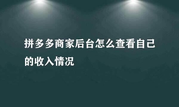 拼多多商家后台怎么查看自己的收入情况