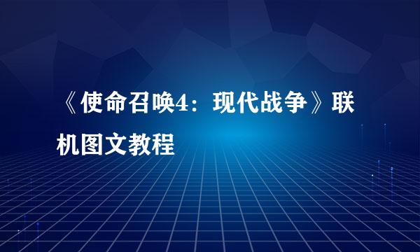 《使命召唤4：现代战争》联机图文教程