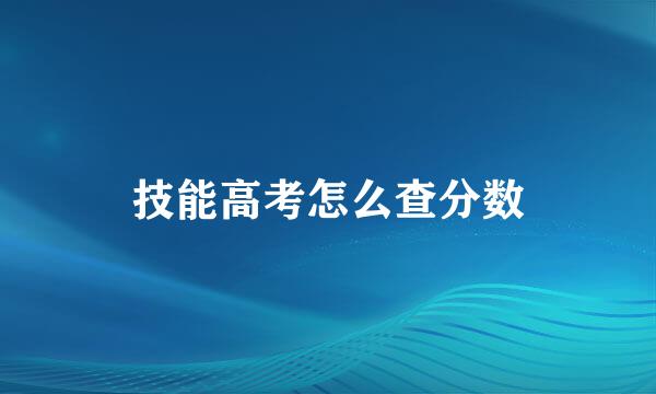 技能高考怎么查分数