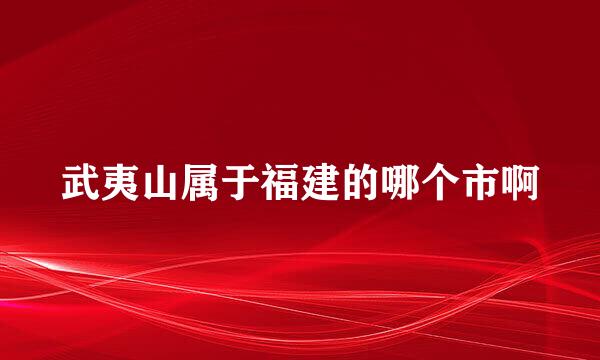 武夷山属于福建的哪个市啊