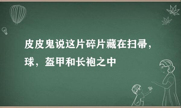 皮皮鬼说这片碎片藏在扫帚，球，盔甲和长袍之中