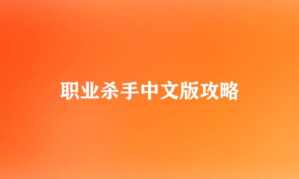 职业杀手中文版攻略