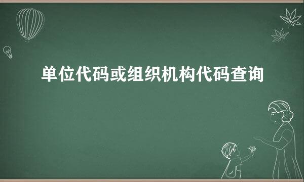 单位代码或组织机构代码查询