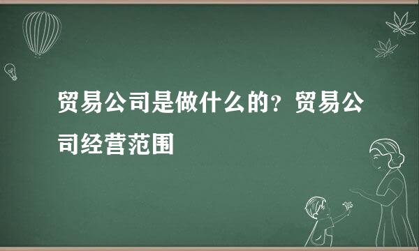 贸易公司是做什么的？贸易公司经营范围