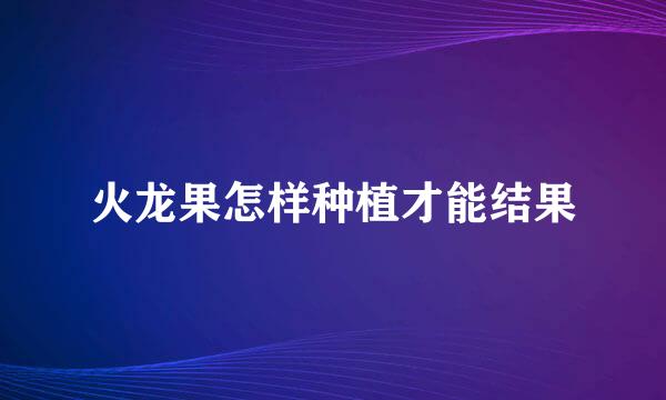 火龙果怎样种植才能结果