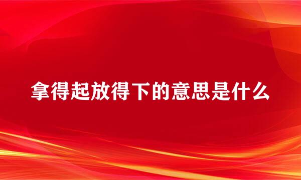 拿得起放得下的意思是什么