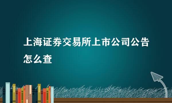 上海证券交易所上市公司公告怎么查