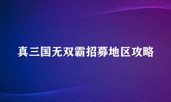 真三国无双霸招募地区攻略