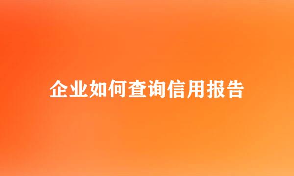 企业如何查询信用报告