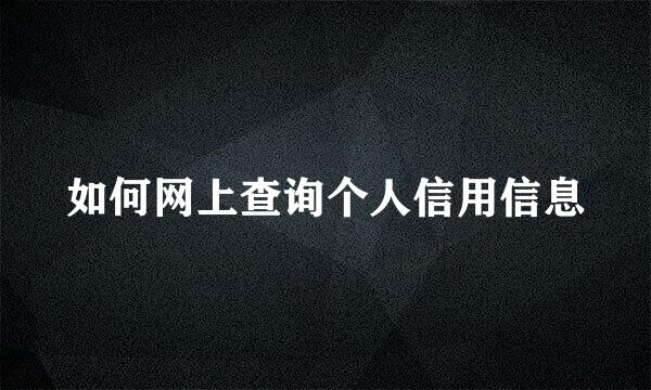 如何网上查询个人信用信息