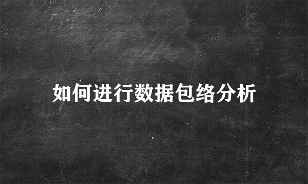 如何进行数据包络分析