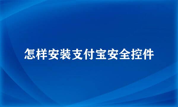 怎样安装支付宝安全控件