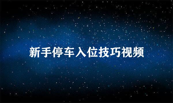 新手停车入位技巧视频