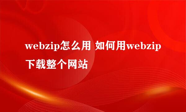 webzip怎么用 如何用webzip下载整个网站