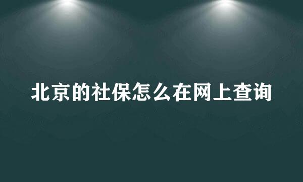 北京的社保怎么在网上查询