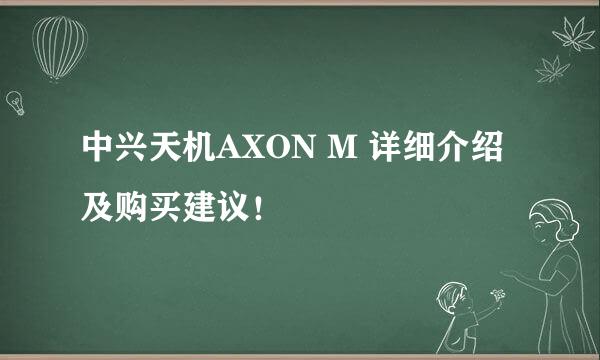 中兴天机AXON M 详细介绍及购买建议！