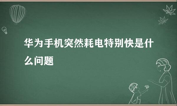 华为手机突然耗电特别快是什么问题