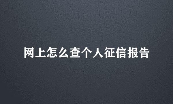 网上怎么查个人征信报告