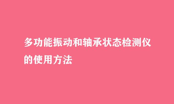 多功能振动和轴承状态检测仪的使用方法