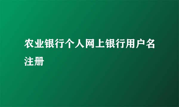 农业银行个人网上银行用户名注册