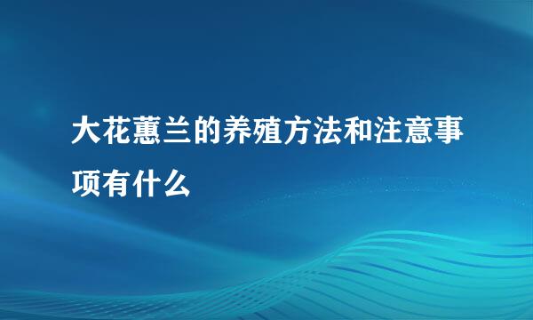 大花蕙兰的养殖方法和注意事项有什么