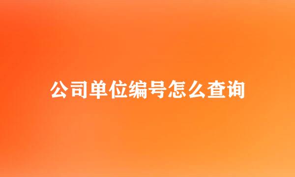 公司单位编号怎么查询