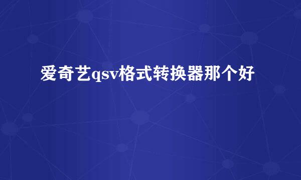 爱奇艺qsv格式转换器那个好