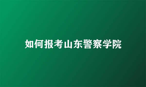 如何报考山东警察学院