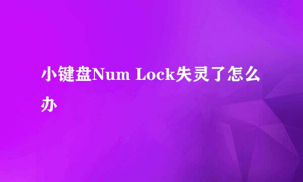 小键盘Num Lock失灵了怎么办