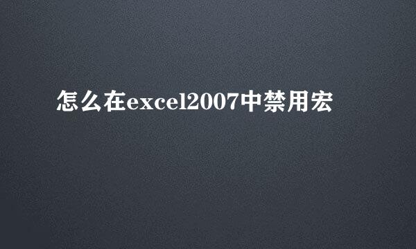 怎么在excel2007中禁用宏