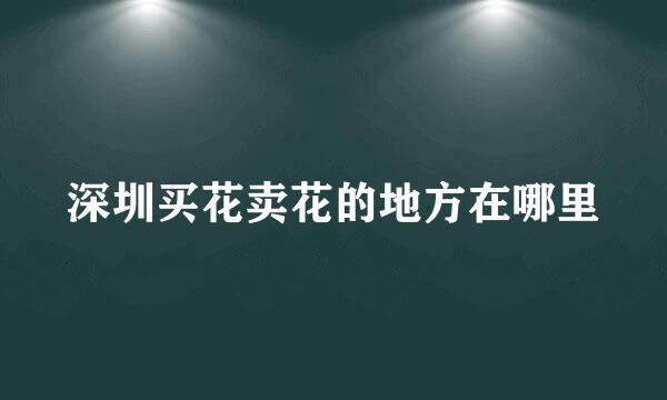 深圳买花卖花的地方在哪里