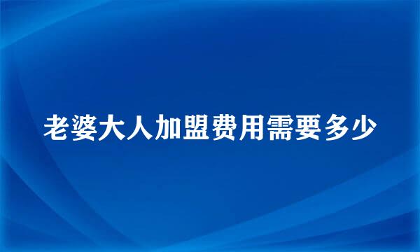 老婆大人加盟费用需要多少